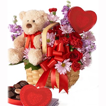 Hoa và gấu bông lãng mạn - GiftBasketsOverseas